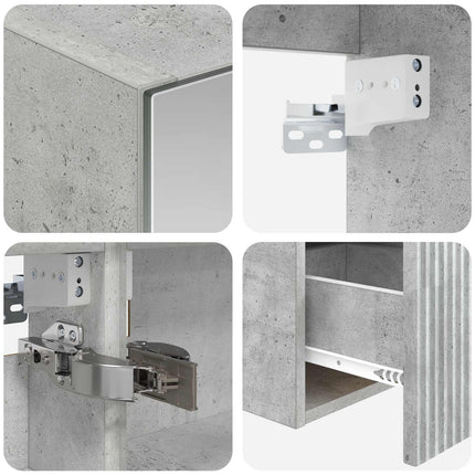 Badrumsskåpsset 4 pcs Betonggrå 100 x 14,5 x 70 cm