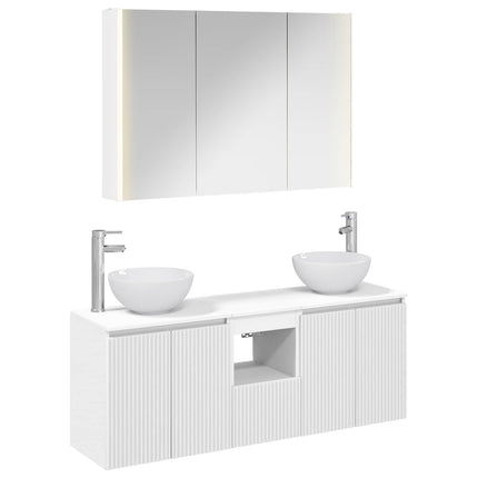 Badrumsskåpsset 4 pcs Vit 103,5 x 15,5 x 70 cm Konstruerat trä