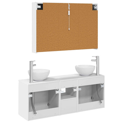 Badrumsskåpsset 4 pcs Vit 103,5 x 15,5 x 70 cm Konstruerat trä