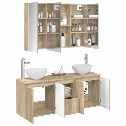 Badrumsskåpsset 4 pcs Sonoma-ek 103,5 x 15,5 x 70 cm