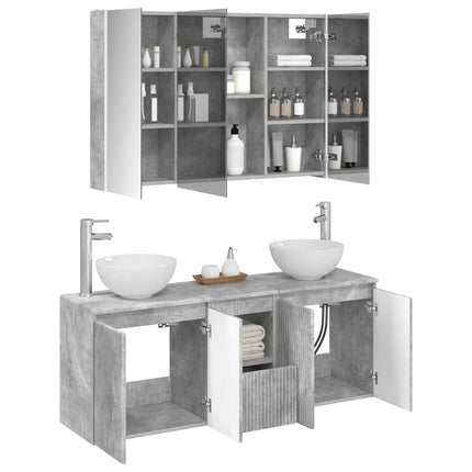 Badrumsskåpsset 4 pcs Betonggrå 103,5 x 15,5 x 70 cm