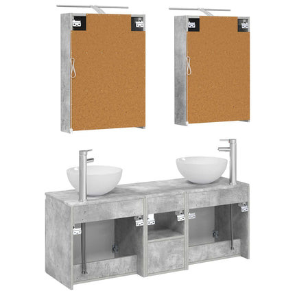 Badrumsskåpsset 5 pcs Betonggrå 50 x 14,5 x 70 cm