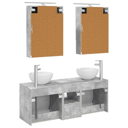 Badrumsskåpsset 5 pcs Betonggrå 50 x 14,5 x 70 cm