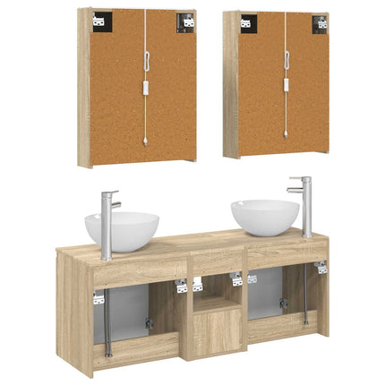 Badrumsskåpsset 5 pcs Sonoma-ek 53 x 15,5 x 70 cm