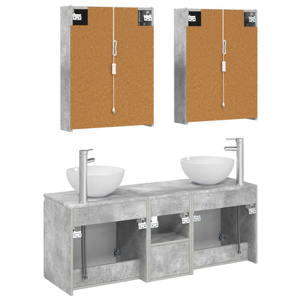 Badrumsskåpsset 5 pcs Betonggrå 53 x 15,5 x 70 cm