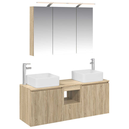 Badrumsskåpsset 4 pcs Sonoma-ek 100 x 14,5 x 70 cm