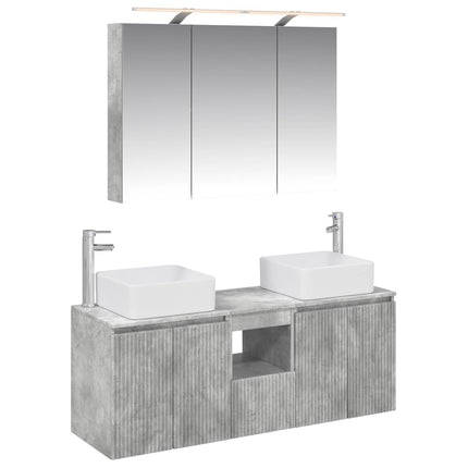 Badrumsskåpsset 4 pcs Betonggrå 100 x 14,5 x 70 cm