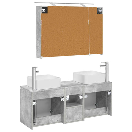 Badrumsskåpsset 4 pcs Betonggrå 100 x 14,5 x 70 cm