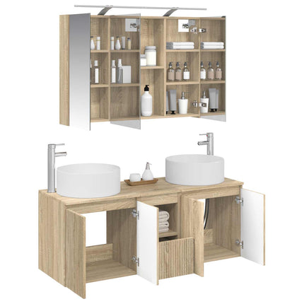 Badrumsskåpsset 4 pcs Sonoma-ek 100 x 14,5 x 70 cm