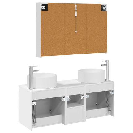 Badrumsskåpsset 4 pcs Vit 103,5 x 15,5 x 70 cm Konstruerat trä