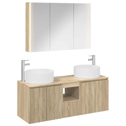 Badrumsskåpsset 4 pcs Sonoma-ek 103,5 x 15,5 x 70 cm