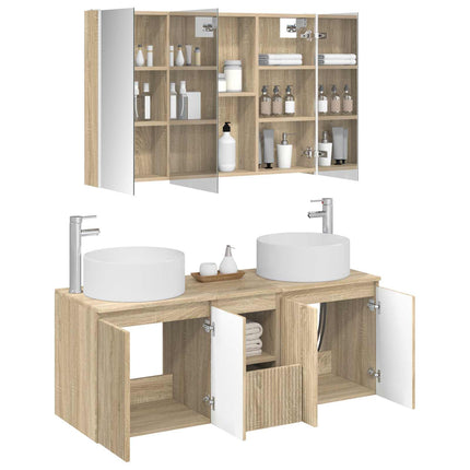 Badrumsskåpsset 4 pcs Sonoma-ek 103,5 x 15,5 x 70 cm