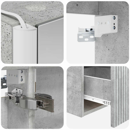 Badrumsskåpsset 4 pcs Betonggrå 103,5 x 15,5 x 70 cm