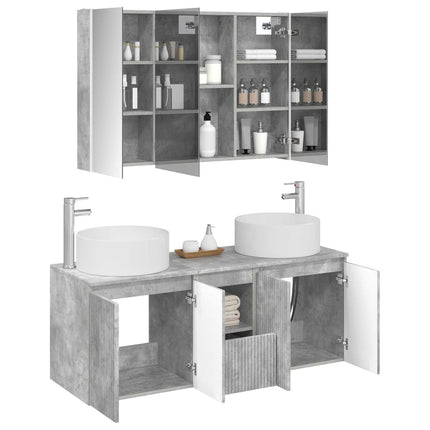 Badrumsskåpsset 4 pcs Betonggrå 103,5 x 15,5 x 70 cm