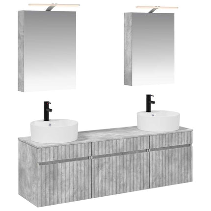 Badrumsskåpsset 5 pcs Betonggrå 50 x 14,5 x 70 cm