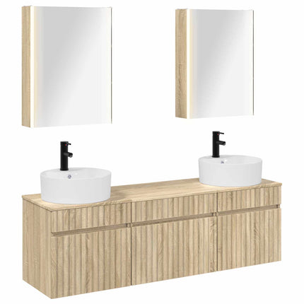 Badrumsskåpsset 5 pcs Sonoma-ek 53 x 15,5 x 70 cm