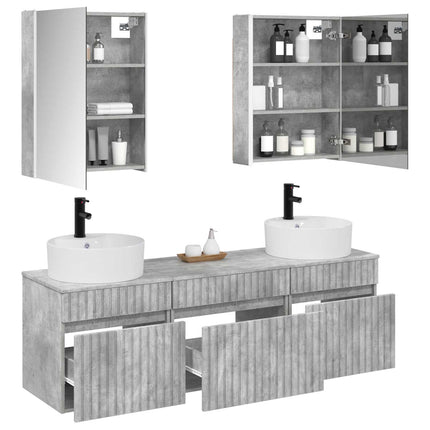 Badrumsskåpsset 5 pcs Betonggrå 53 x 15,5 x 70 cm