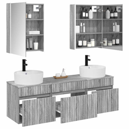 Badrumsskåpsset 5 pcs Grå Sonoma 53 x 15,5 x 70 cm
