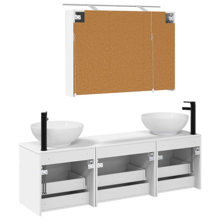 Badrumsskåpsset 4 pcs Vit 100 x 14,5 x 70 cm Konstruerat trä