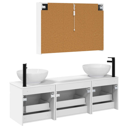 Badrumsskåpsset 4 pcs Vit 103,5 x 15,5 x 70 cm Konstruerat trä