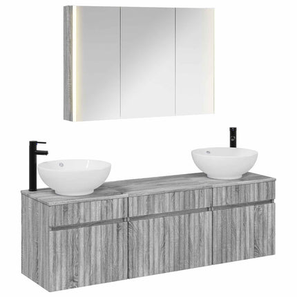 Badrumsskåpsset 4 pcs Grå Sonoma 103,5 x 15,5 x 70 cm