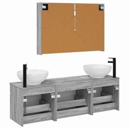 Badrumsskåpsset 4 pcs Grå Sonoma 103,5 x 15,5 x 70 cm