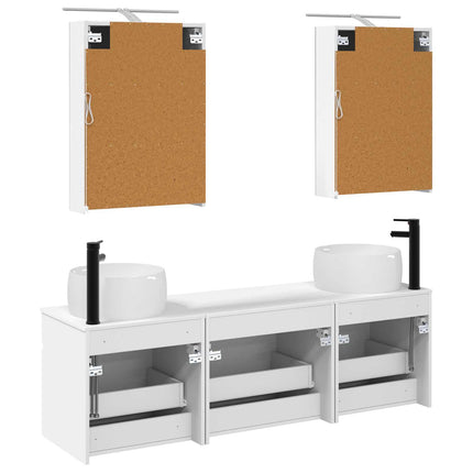 Badrumsskåpsset 5 pcs Vit 50 x 14,5 x 70 cm Konstruerat trä