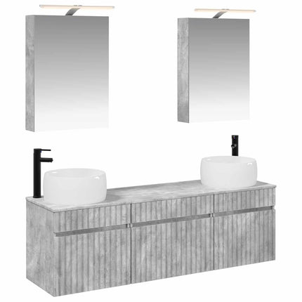 Badrumsskåpsset 5 pcs Betonggrå 50 x 14,5 x 70 cm