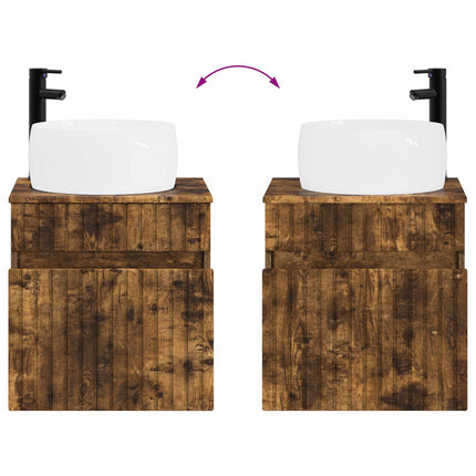 Badrumsskåpsset 5 pcs Rökt ek 50 x 14,5 x 70 cm Konstruerat trä
