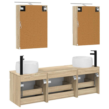Badrumsskåpsset 5 pcs Sonoma-ek 50 x 14,5 x 70 cm