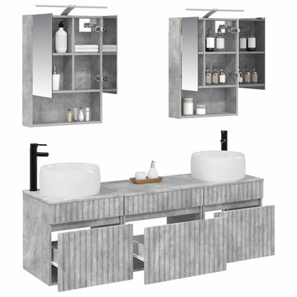 Badrumsskåpsset 5 pcs Betonggrå 50 x 14,5 x 70 cm