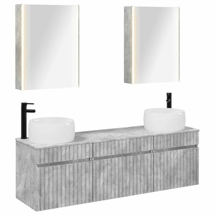 Badrumsskåpsset 5 pcs Betonggrå 53 x 15,5 x 70 cm