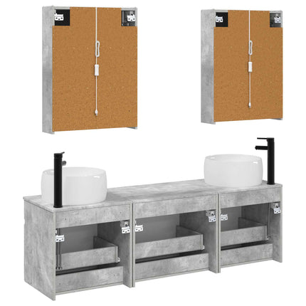Badrumsskåpsset 5 pcs Betonggrå 53 x 15,5 x 70 cm