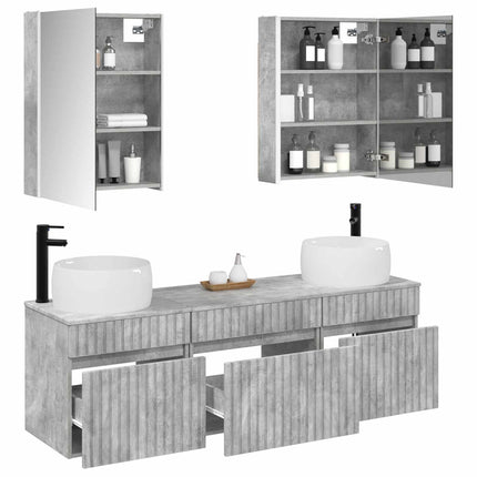 Badrumsskåpsset 5 pcs Betonggrå 53 x 15,5 x 70 cm