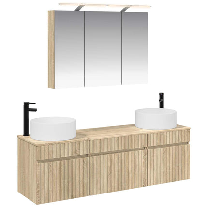 Badrumsskåpsset 4 pcs Sonoma-ek 100 x 14,5 x 70 cm
