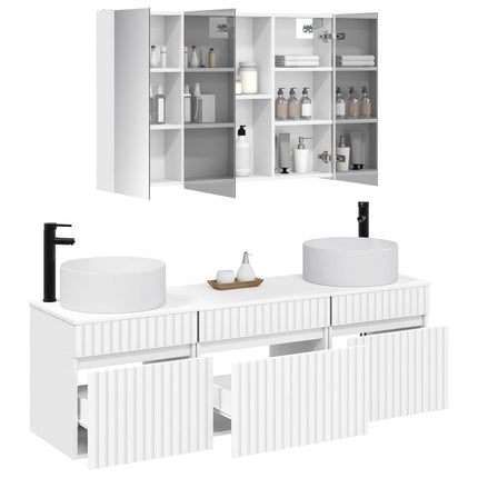 Badrumsskåpsset 4 pcs Vit 103,5 x 15,5 x 70 cm Konstruerat trä