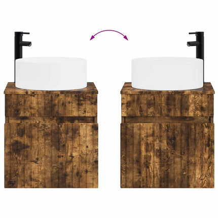 Badrumsskåpsset 4 pcs Rökt ek 103,5 x 15,5 x 70 cm