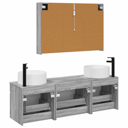 Badrumsskåpsset 4 pcs Grå Sonoma 103,5 x 15,5 x 70 cm
