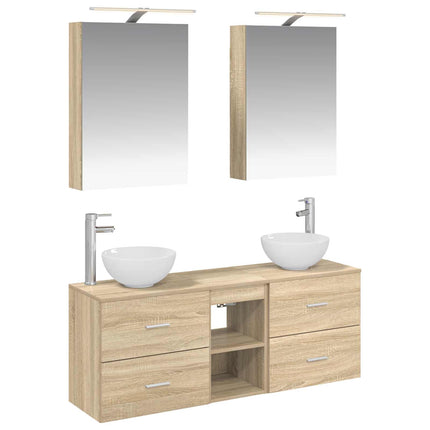 Badrumsskåpsset 5 pcs Sonoma-ek 50 x 14,5 x 70 cm