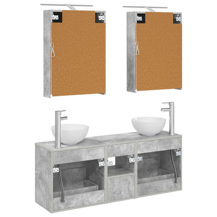 Badrumsskåpsset 5 pcs Betonggrå 50 x 14,5 x 70 cm