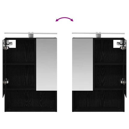 Badrumsskåpsset 5 pcs Svart ek 50 x 14,5 x 70 cm