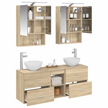Badrumsskåpsset 5 pcs Sonoma-ek 50 x 14,5 x 70 cm