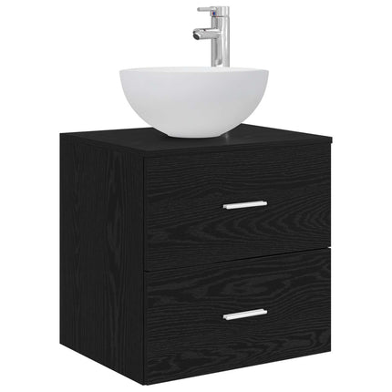 Badrumsskåpsset 5 pcs Svart ek 53 x 15,5 x 70 cm