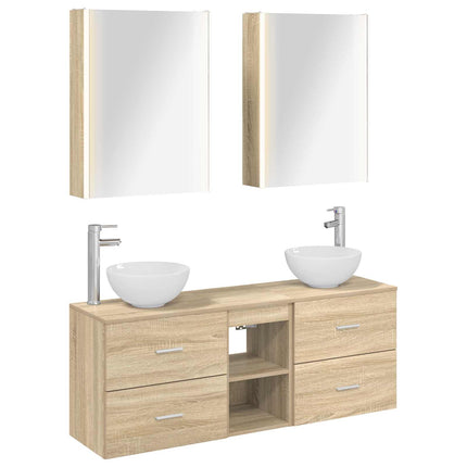 Badrumsskåpsset 5 pcs Sonoma-ek 53 x 15,5 x 70 cm