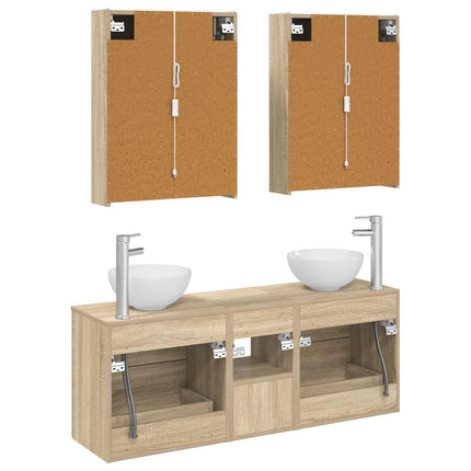 Badrumsskåpsset 5 pcs Sonoma-ek 53 x 15,5 x 70 cm