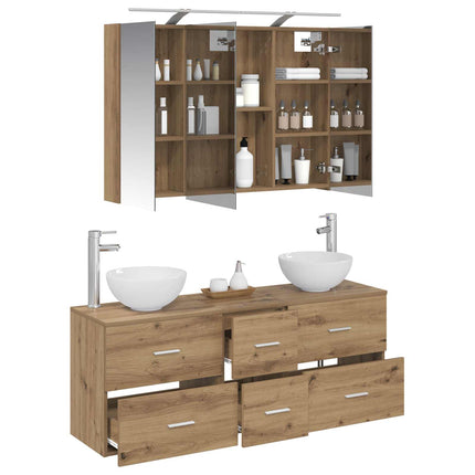 Badrumsmöbelset 4 pcs Artisan-ek Konstruerat trä och glas