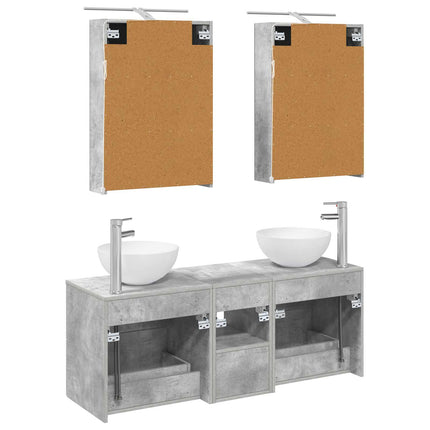 Badrumsmöbelset 5 pcs Betonggrå Konstruerat trä och glas