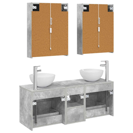 Badrumsmöbelset 5 pcs Betonggrå Konstruerat trä och glas