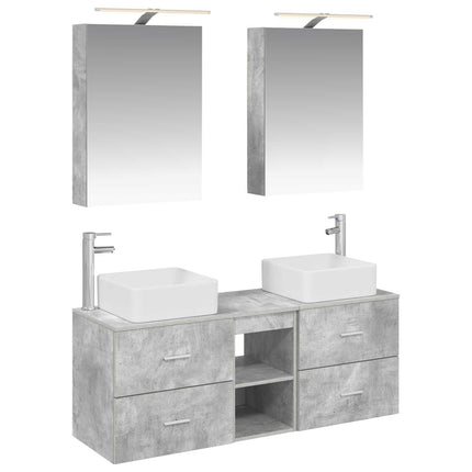 Badrumsmöbelset 5 pcs Betonggrå Konstruerat trä och glas