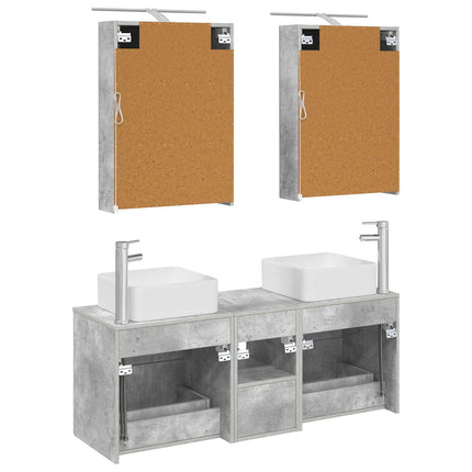 Badrumsmöbelset 5 pcs Betonggrå Konstruerat trä och glas